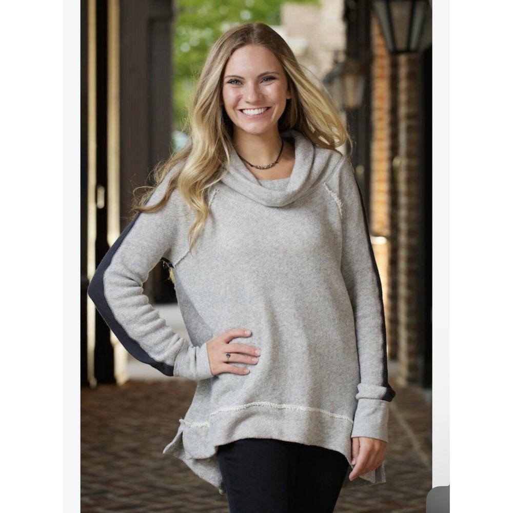 Free People Yo-Yo Pullover Sz Small Oversized Grey Boho Minimalist Causal